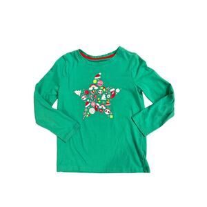 Kids Cat & Jack Green Christmas/Holiday Long Sleeve TShirt Size 4-5